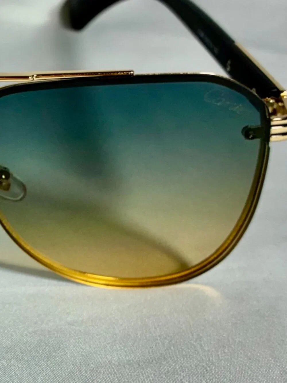 Cartier Santos Style Gold Aviator Sunglasses Gradient Lens Made in Italy